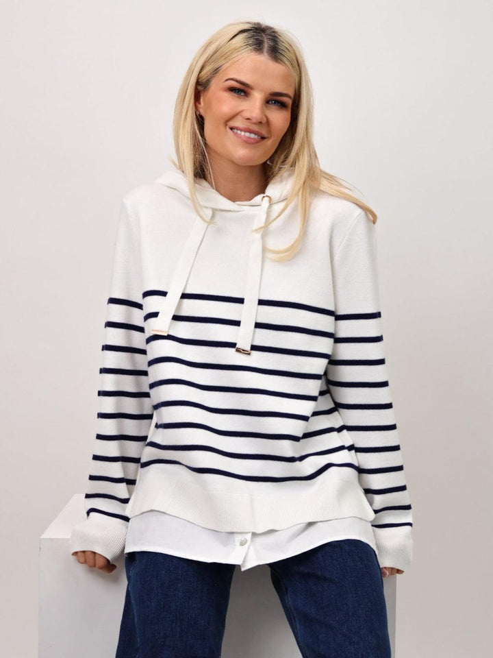 Kate & Pippa Sam Jumper In White / Navy Stripe-Nicola Ross