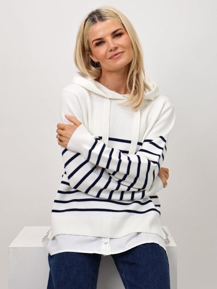 Kate & Pippa Sam Jumper In White / Navy Stripe-Nicola Ross