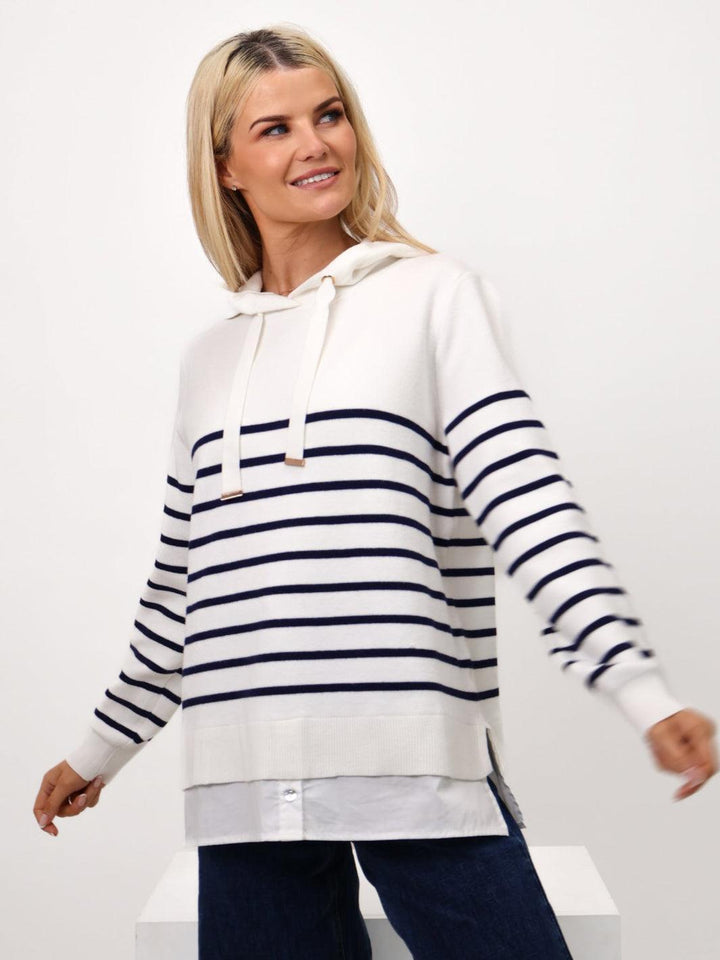 Kate & Pippa Sam Jumper In White / Navy Stripe-Nicola Ross