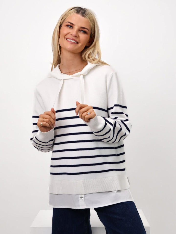 Kate & Pippa Sam Jumper In White / Navy Stripe-Nicola Ross