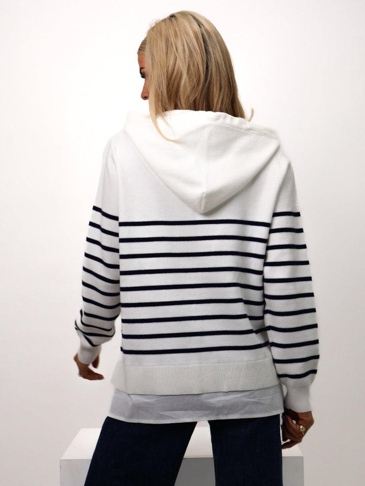 Kate & Pippa Sam Jumper In White / Navy Stripe-Nicola Ross
