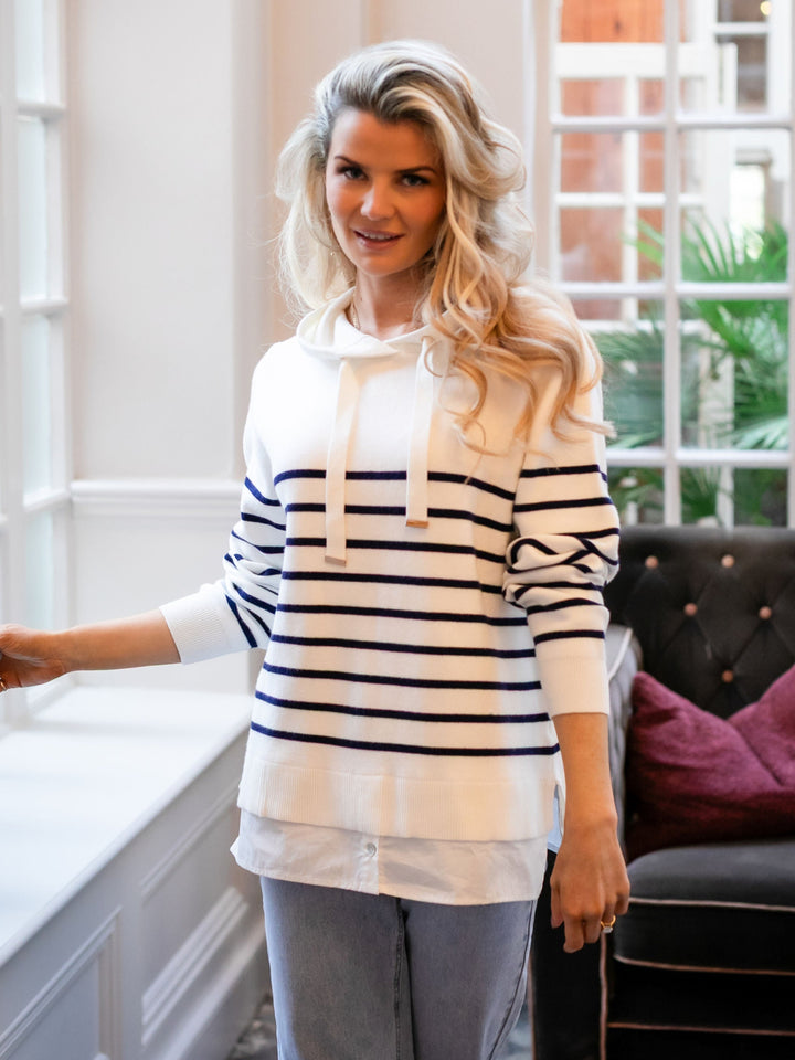 Kate & Pippa Sam Jumper In White / Navy Stripe-Nicola Ross