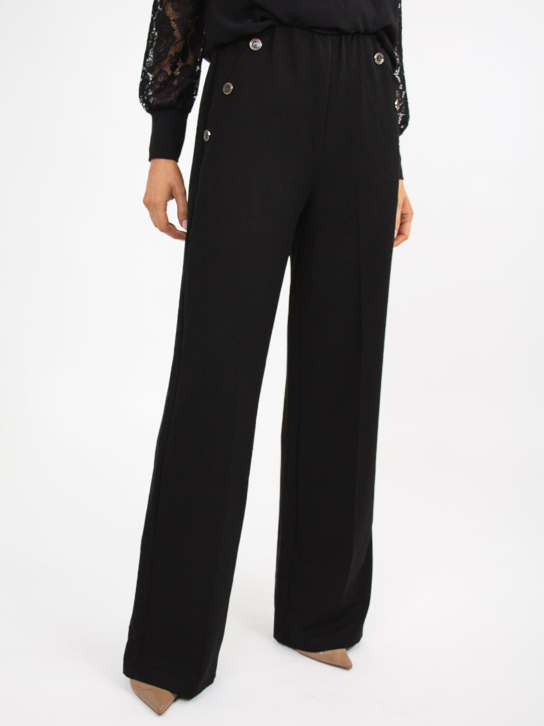 Kate & Pippa Sardinia Button Trousers In Black-Nicola Ross