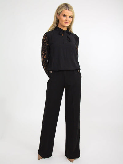 Kate & Pippa Sardinia Button Trousers In Black-Nicola Ross