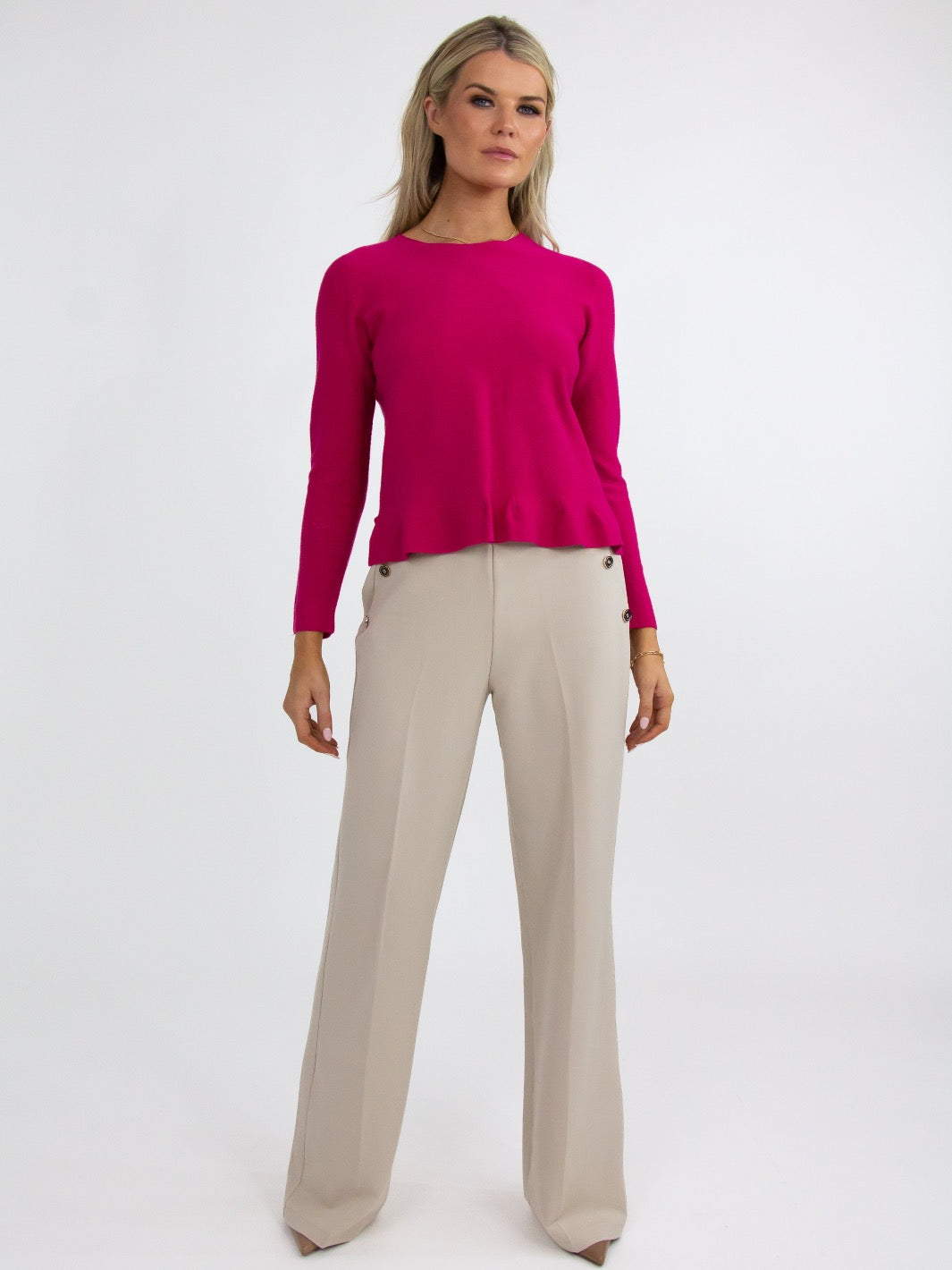 Kate & Pippa Sardinia Button Trousers In Butter-Nicola Ross
