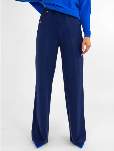 Kate & Pippa Sardinia Button Trousers In Navy-Nicola Ross