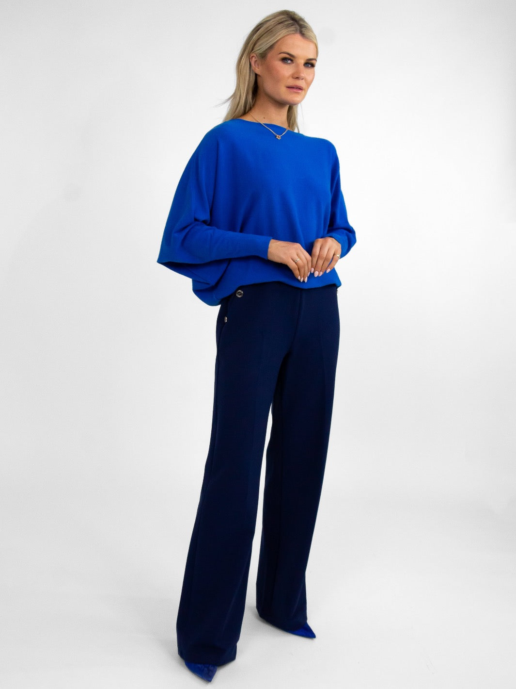 Kate & Pippa Sardinia Button Trousers In Navy-Nicola Ross