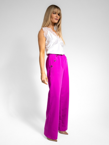 Kate & Pippa Sardinia Button Trousers In Pink-Nicola Ross