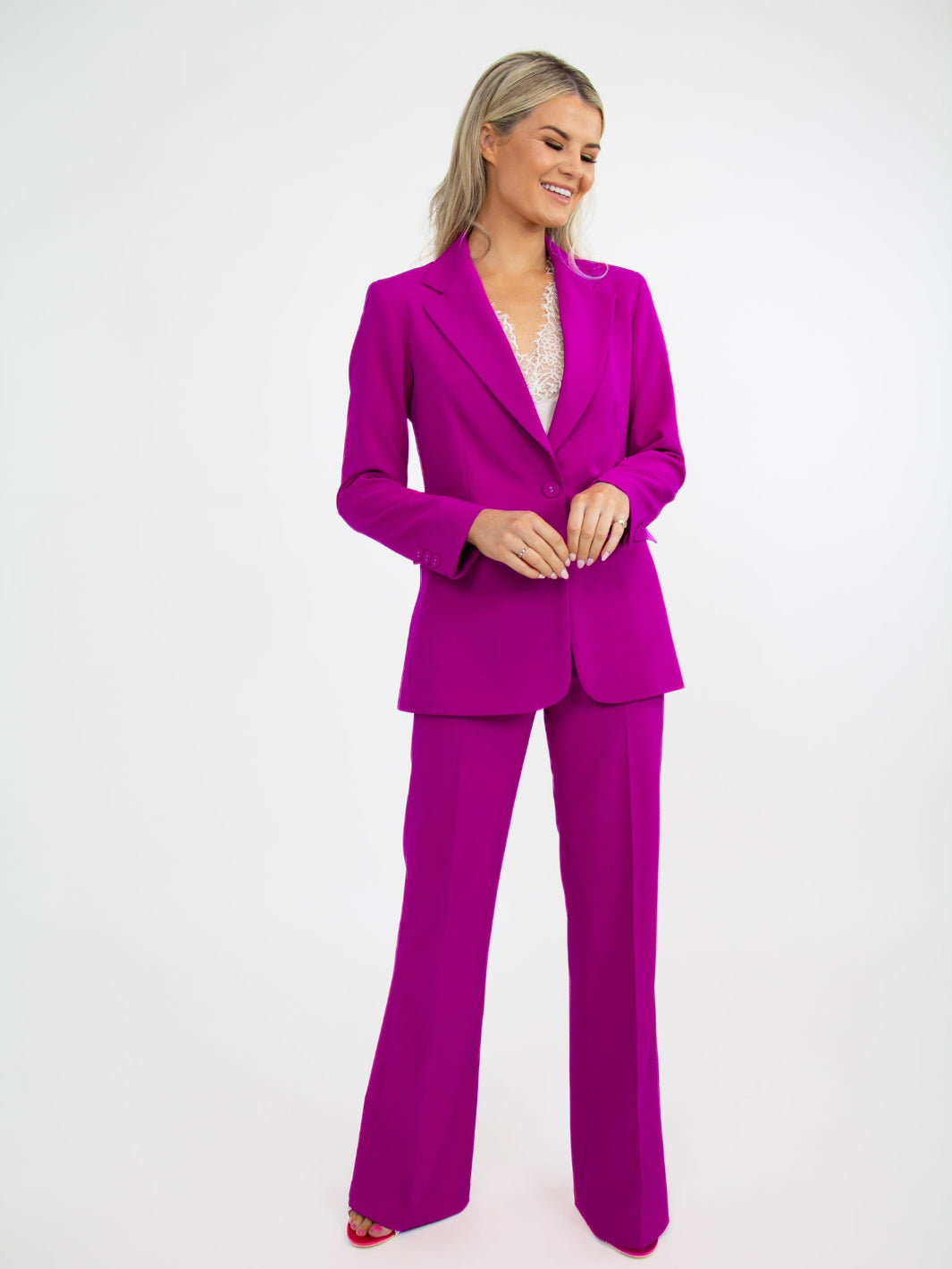 Kate & Pippa Sassari Blazer In Magenta-Nicola Ross