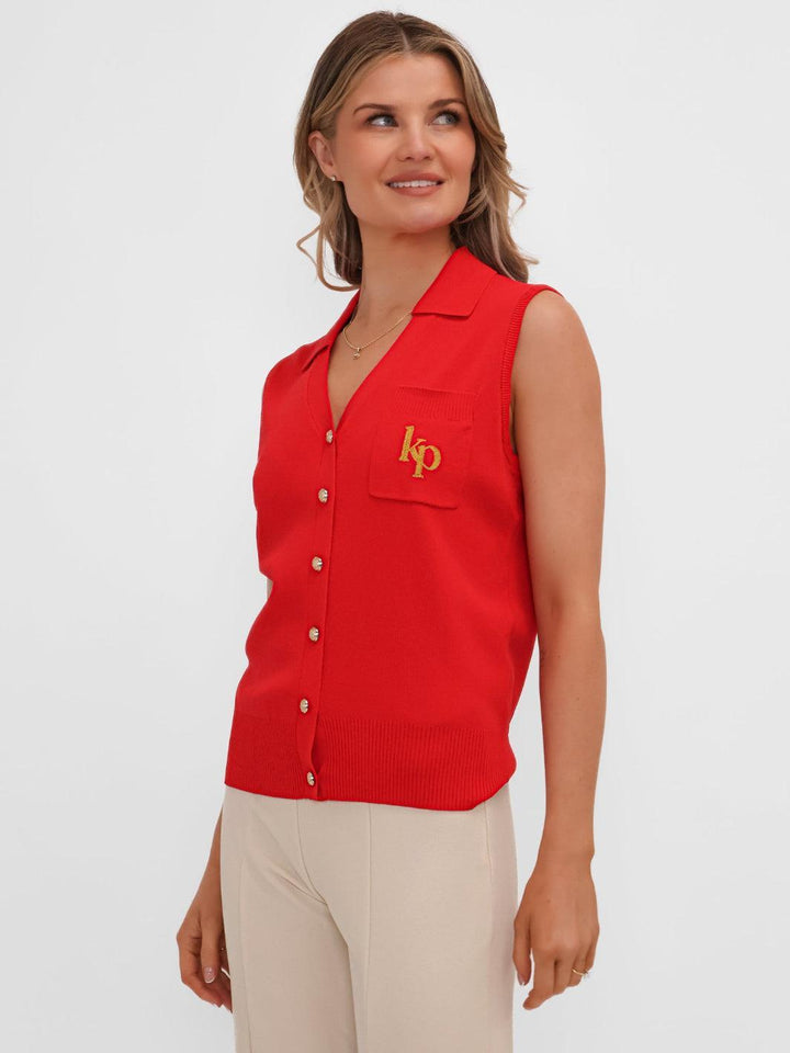 Kate & Pippa Scarlett Waistcoat In Red-Nicola Ross