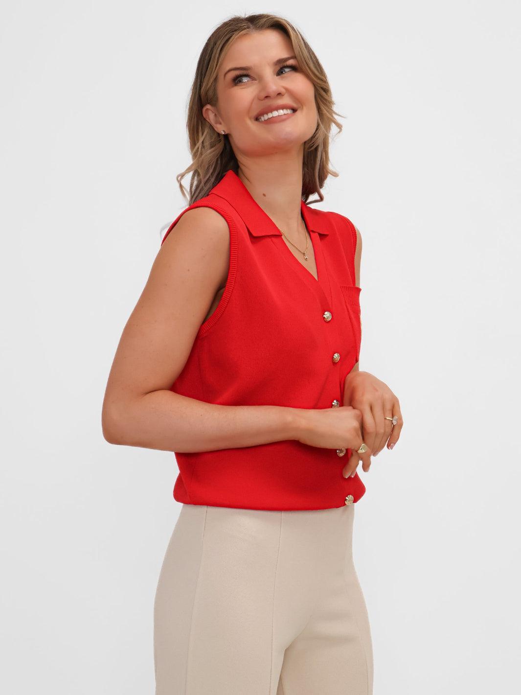 Kate & Pippa Scarlett Waistcoat In Red-Nicola Ross