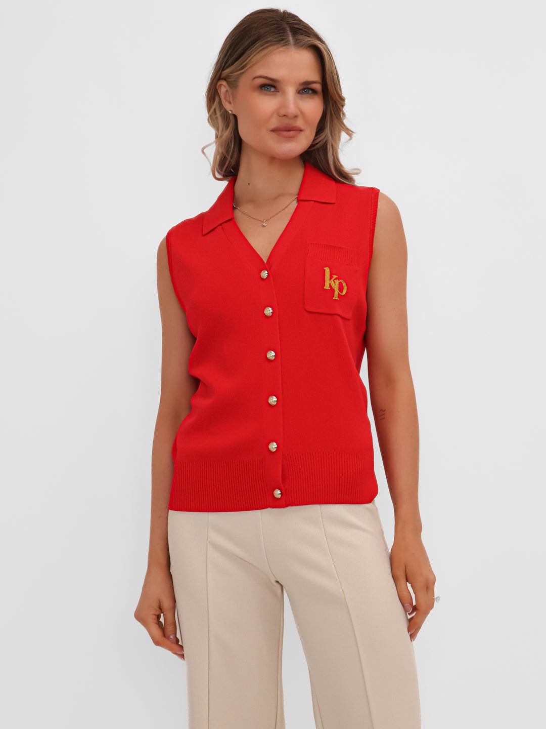 Kate & Pippa Scarlett Waistcoat In Red-Nicola Ross