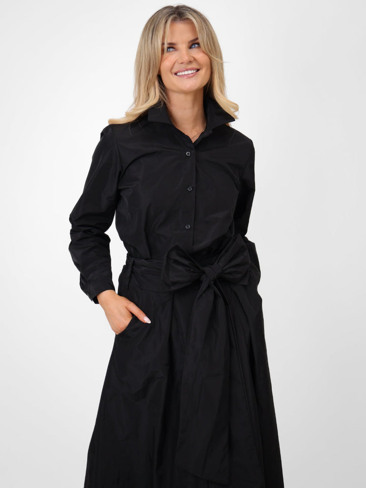 Kate & Pippa Serena Taffeta Shirt In Black-Nicola Ross