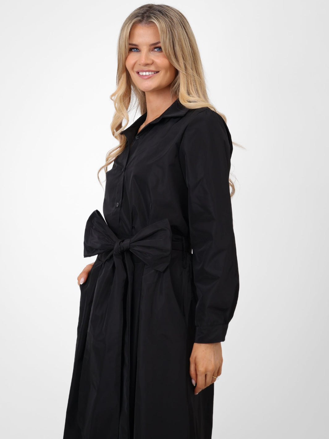 Kate & Pippa Serena Taffeta Shirt In Black-Nicola Ross