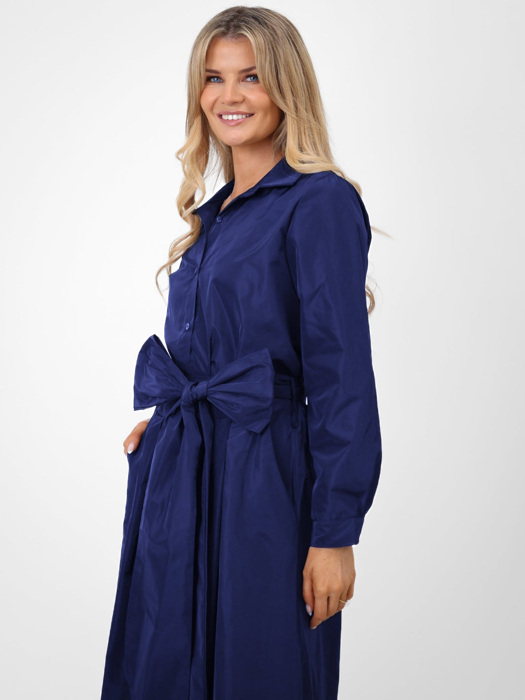 Kate & Pippa Serena Taffeta Shirt In Navy-Nicola Ross