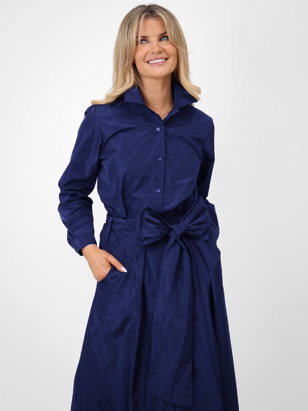 Kate & Pippa Serena Taffeta Shirt In Navy-Nicola Ross