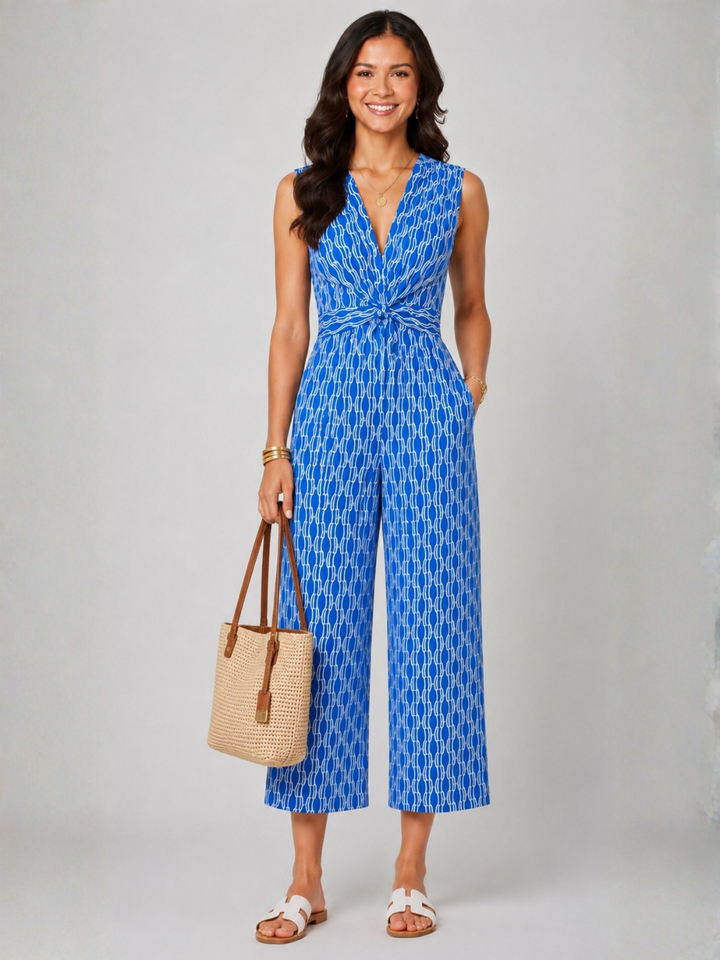 Kate & Pippa Servino Culotte Jumpsuit In Blue-Occasion Wear-Guest of the wedding-Nicola Ross