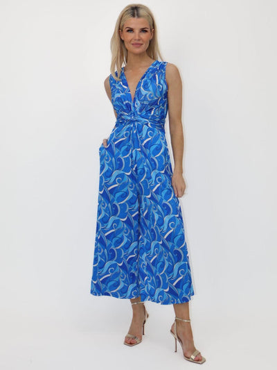 Kate & Pippa Servino Culotte Jumpsuit In Blue Print-Nicola Ross