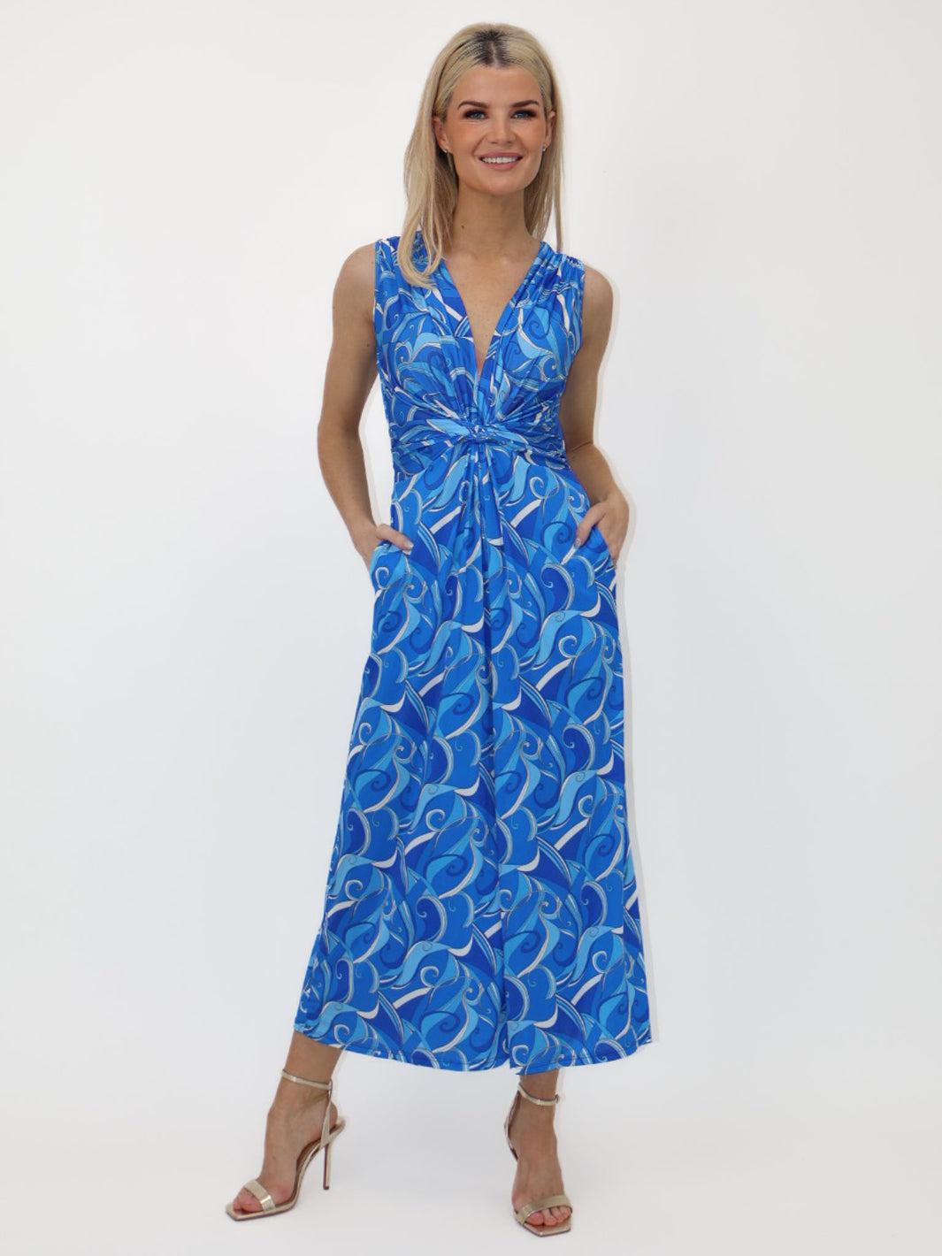 Kate & Pippa Servino Culotte Jumpsuit In Blue Print-Nicola Ross