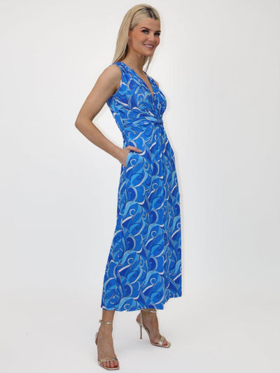 Kate & Pippa Servino Culotte Jumpsuit In Blue Print-Nicola Ross