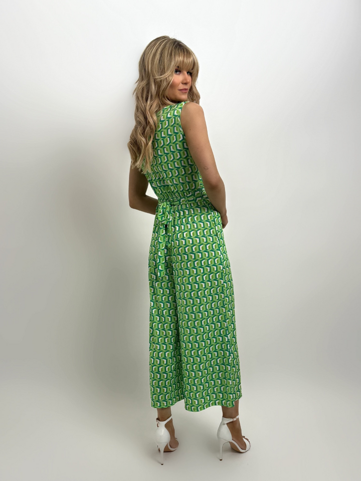 Kate & Pippa Servino Culotte Jumpsuit In Green Print