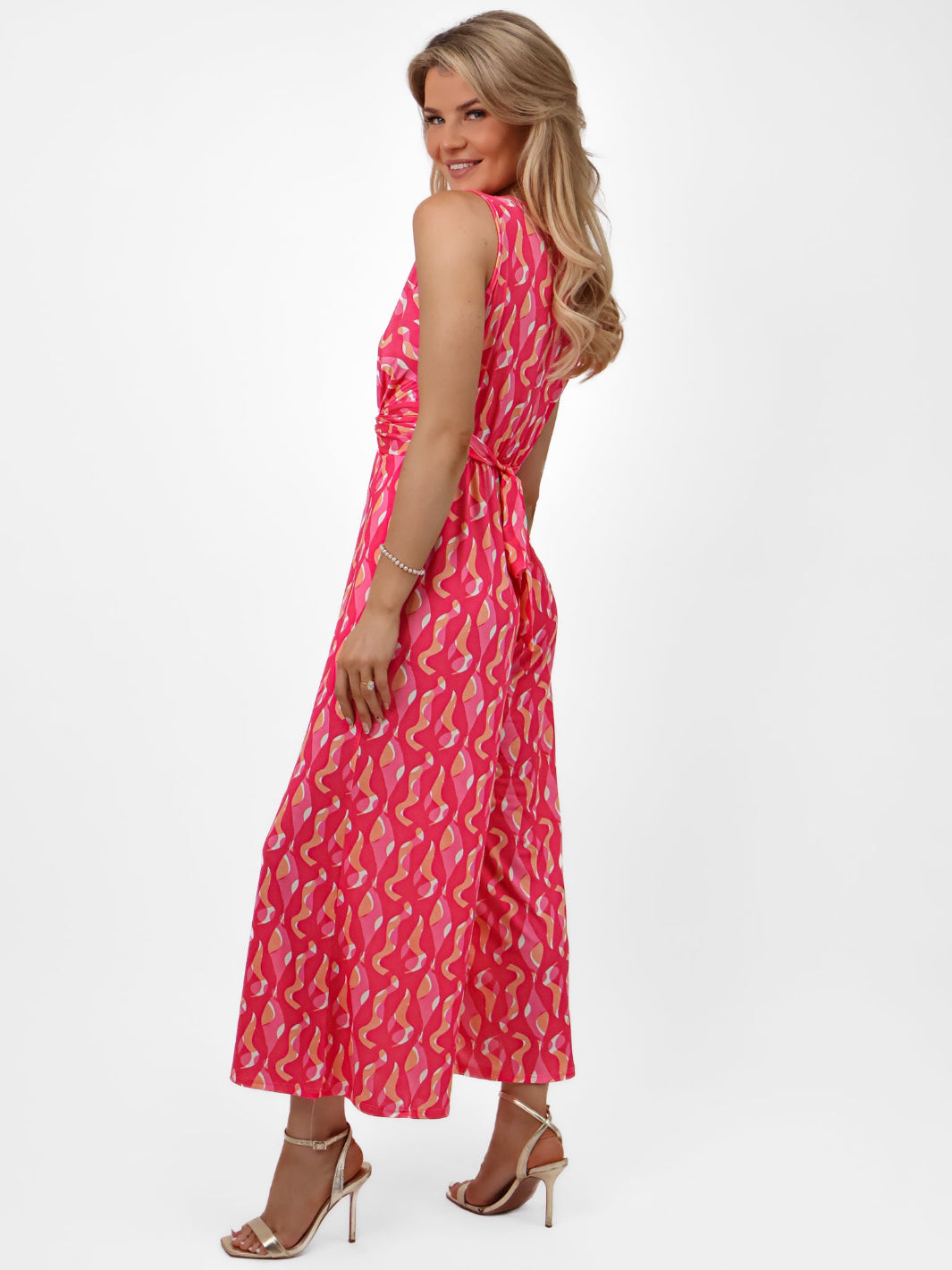 Kate & Pippa Servino Culotte Jumpsuit In Pink Swirl Print-Nicola Ross
