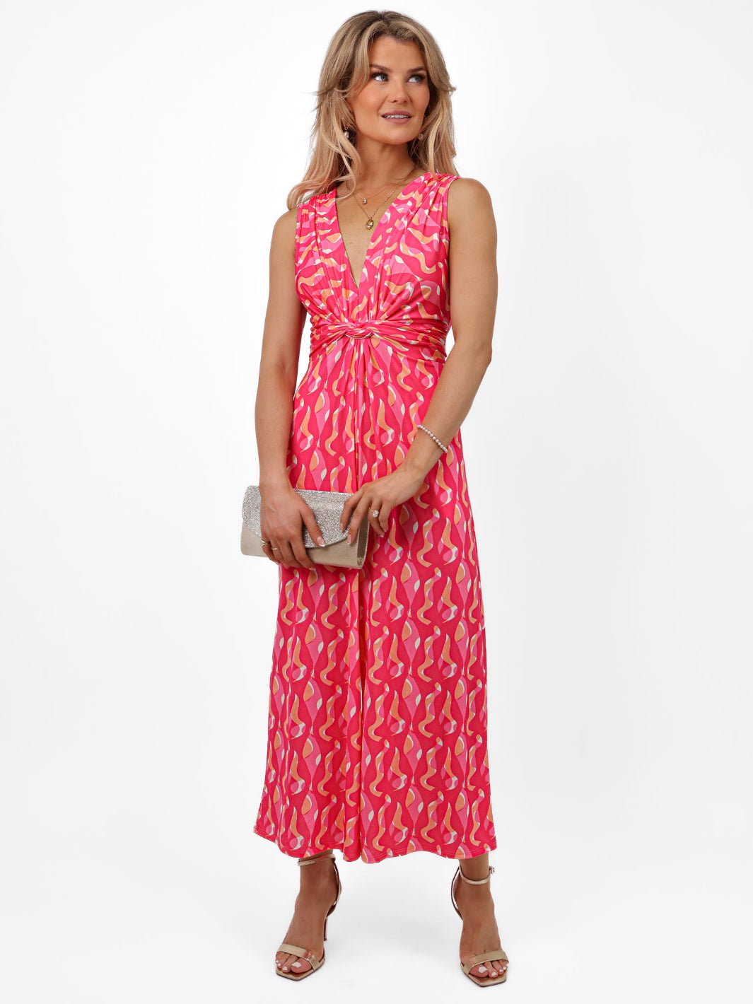 Kate & Pippa Servino Culotte Jumpsuit In Pink Swirl Print-Nicola Ross