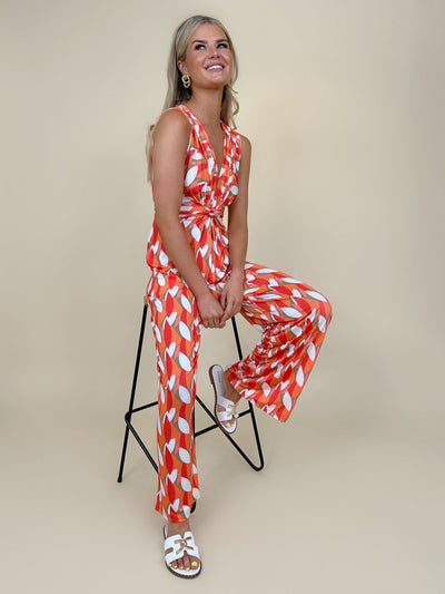 Kate & Pippa Servino Sleeveless Jumpsuit In Orange Print-Nicola Ross