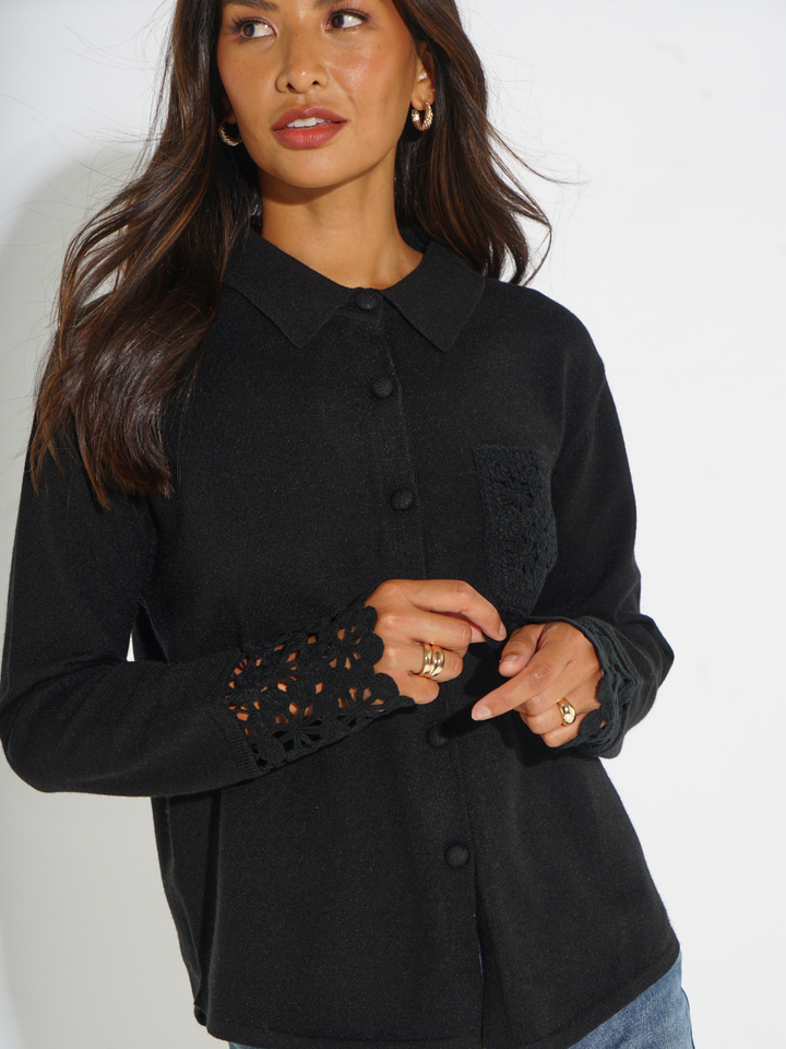 Kate & Pippa Shyloh Cardigan In Black-Nicola Ross