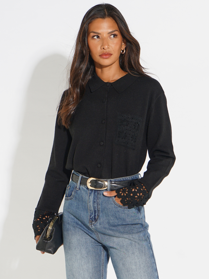 Kate & Pippa Shyloh Cardigan In Black-Nicola Ross