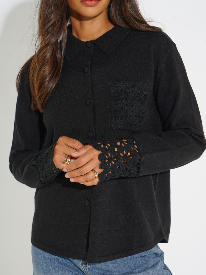 Kate & Pippa Shyloh Cardigan In Black-Nicola Ross