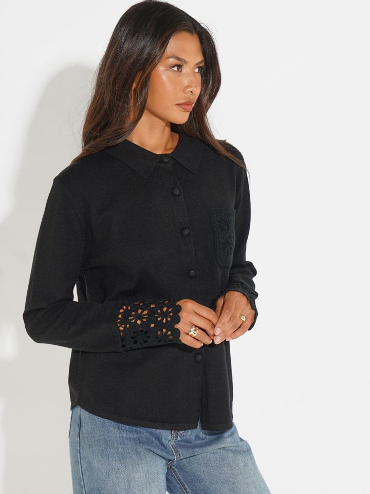 Kate & Pippa Shyloh Cardigan In Black-Nicola Ross