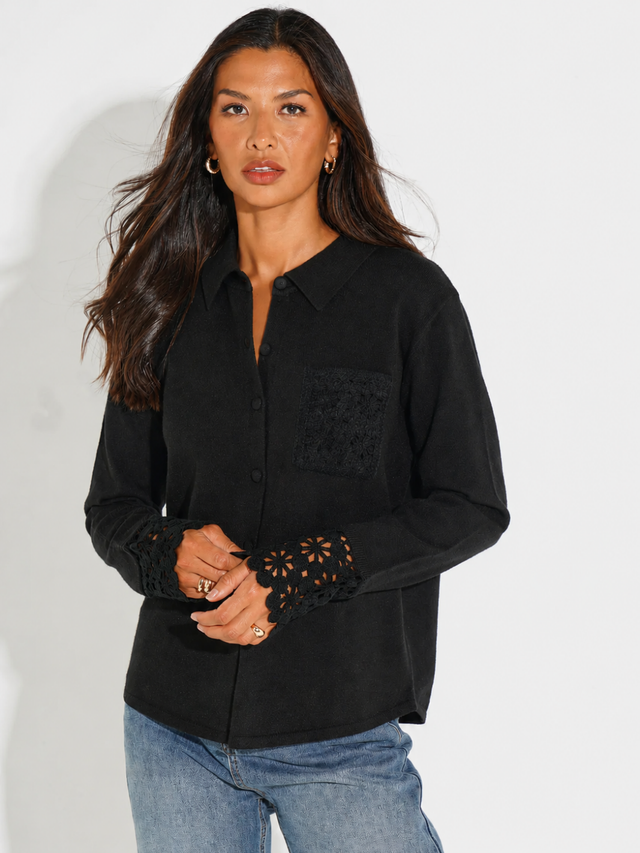 Kate & Pippa Shyloh Cardigan In Black-Nicola Ross