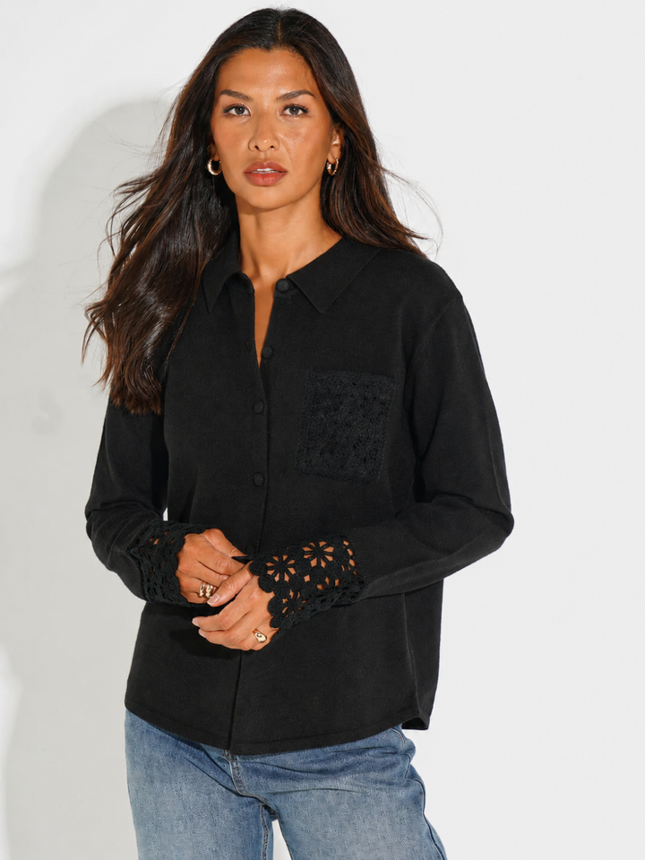 Kate & Pippa Shyloh Cardigan In Black-Nicola Ross