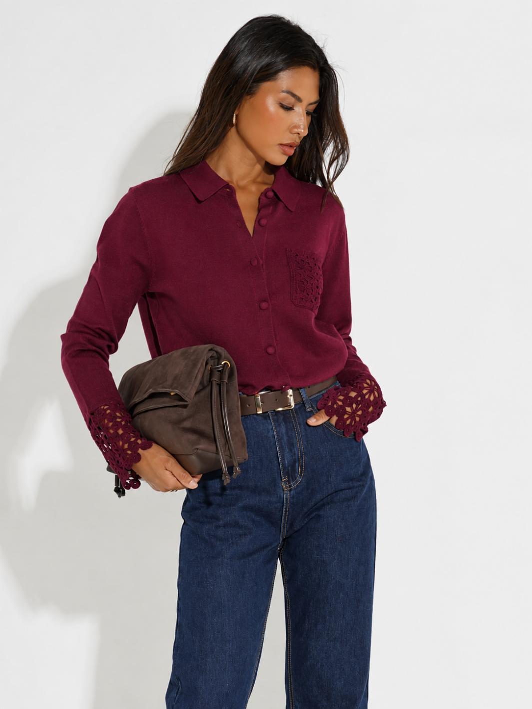 Kate & Pippa Shyloh Cardigan In Plum-Nicola Ross