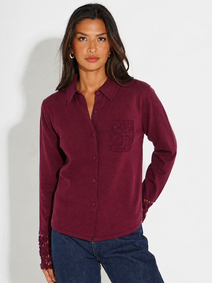Kate & Pippa Shyloh Cardigan In Plum-Nicola Ross