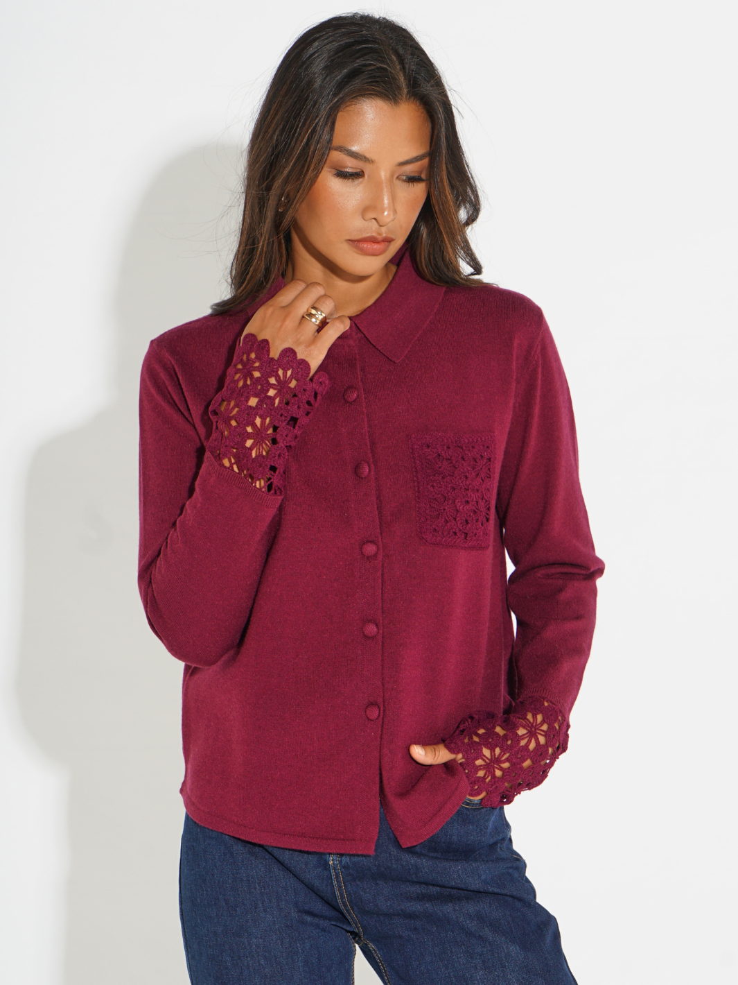 Kate & Pippa Shyloh Cardigan In Plum-Nicola Ross