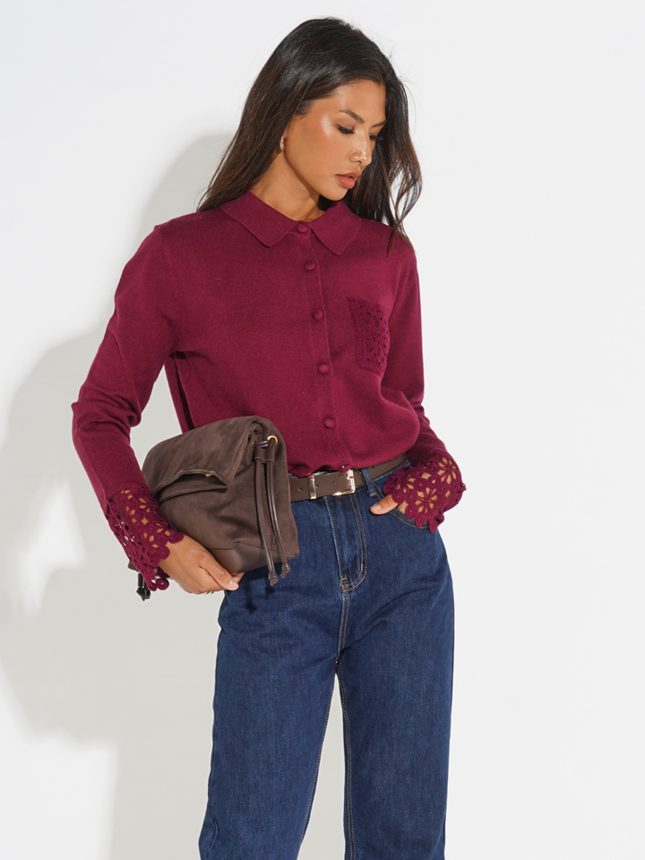 Kate & Pippa Shyloh Cardigan In Plum-Nicola Ross