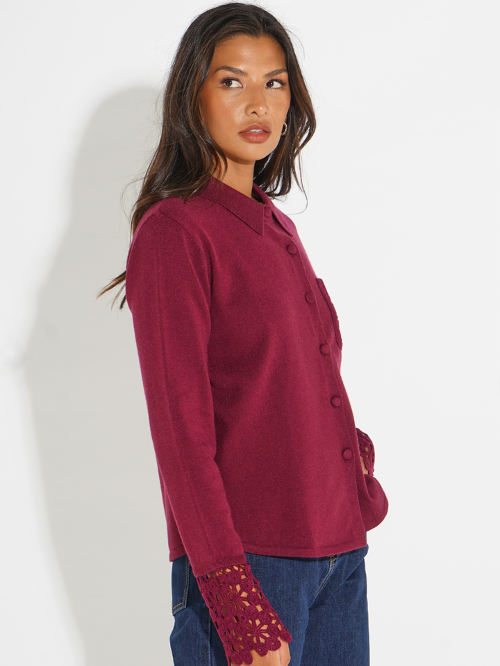 Kate & Pippa Shyloh Cardigan In Plum-Nicola Ross