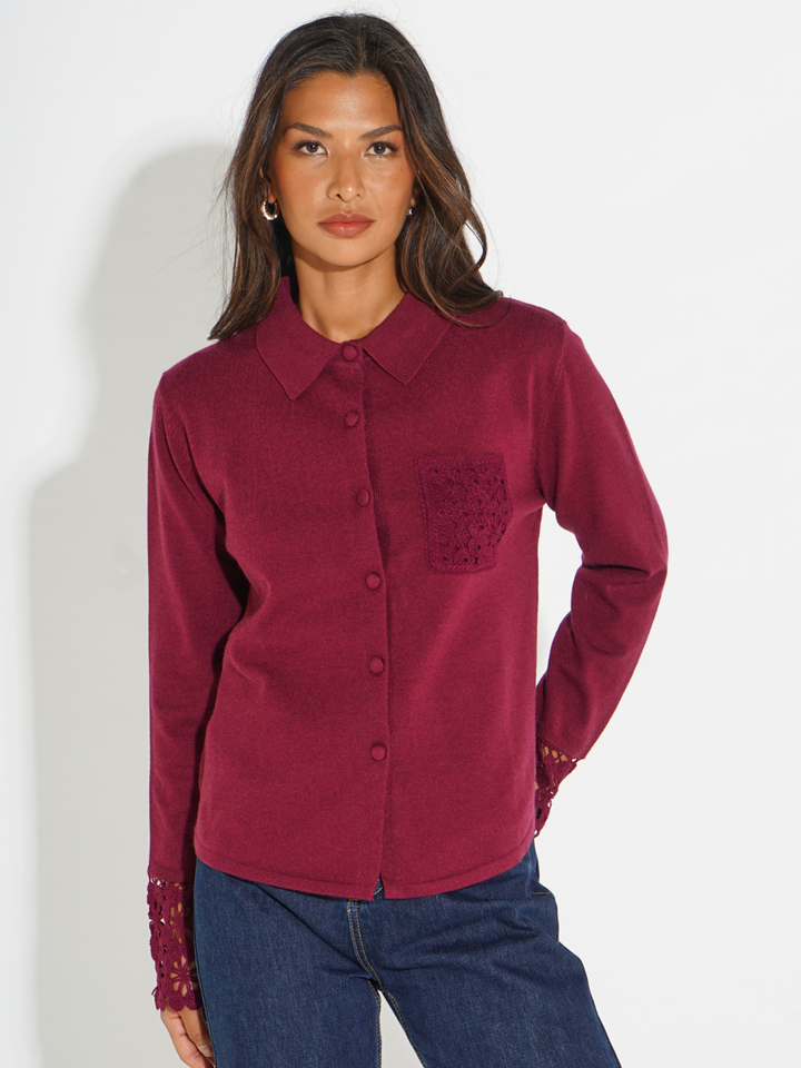 Kate & Pippa Shyloh Cardigan In Plum-Nicola Ross