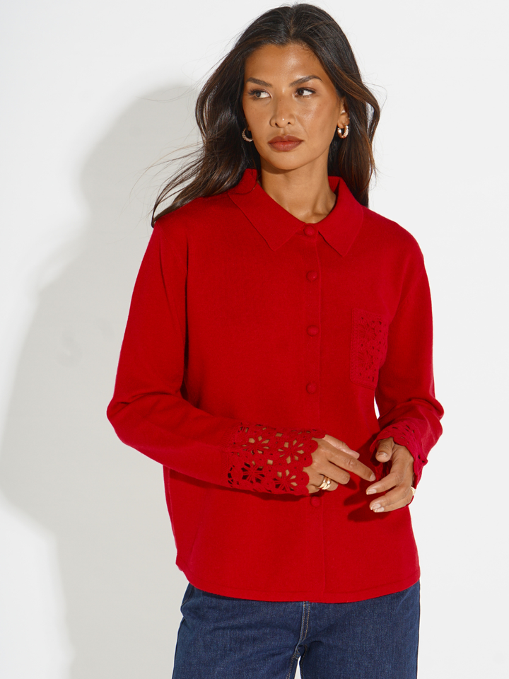 Kate & Pippa Shyloh Cardigan In Red-Nicola Ross