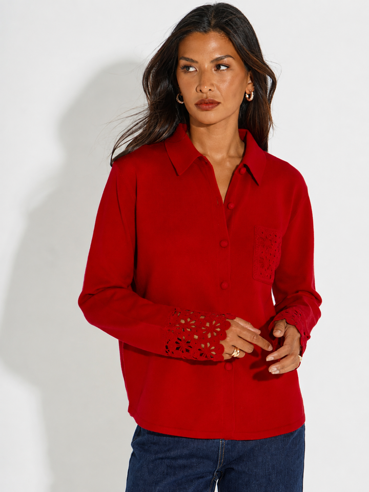 Kate & Pippa Shyloh Cardigan In Red-Nicola Ross