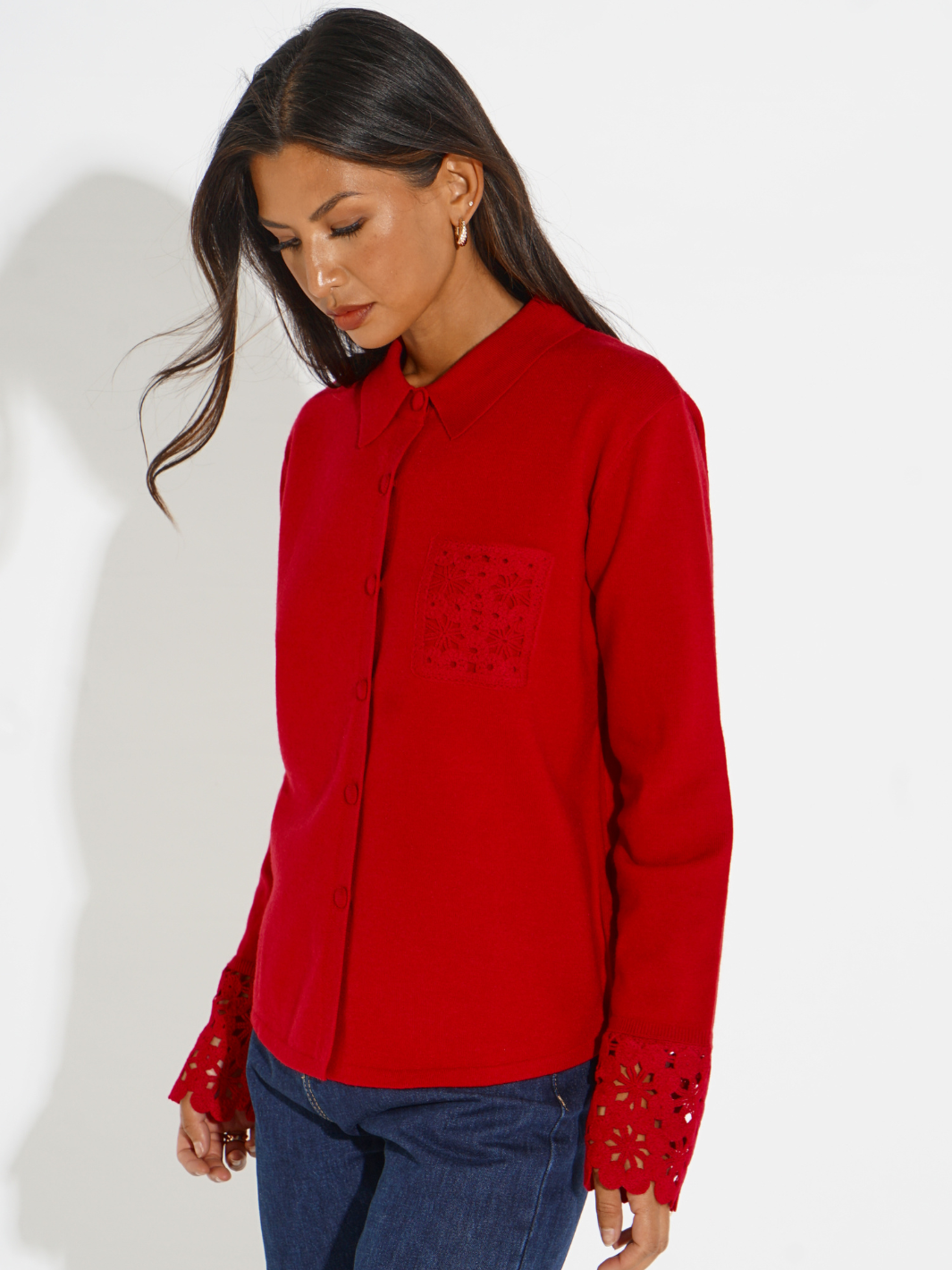 Kate & Pippa Shyloh Cardigan In Red-Nicola Ross