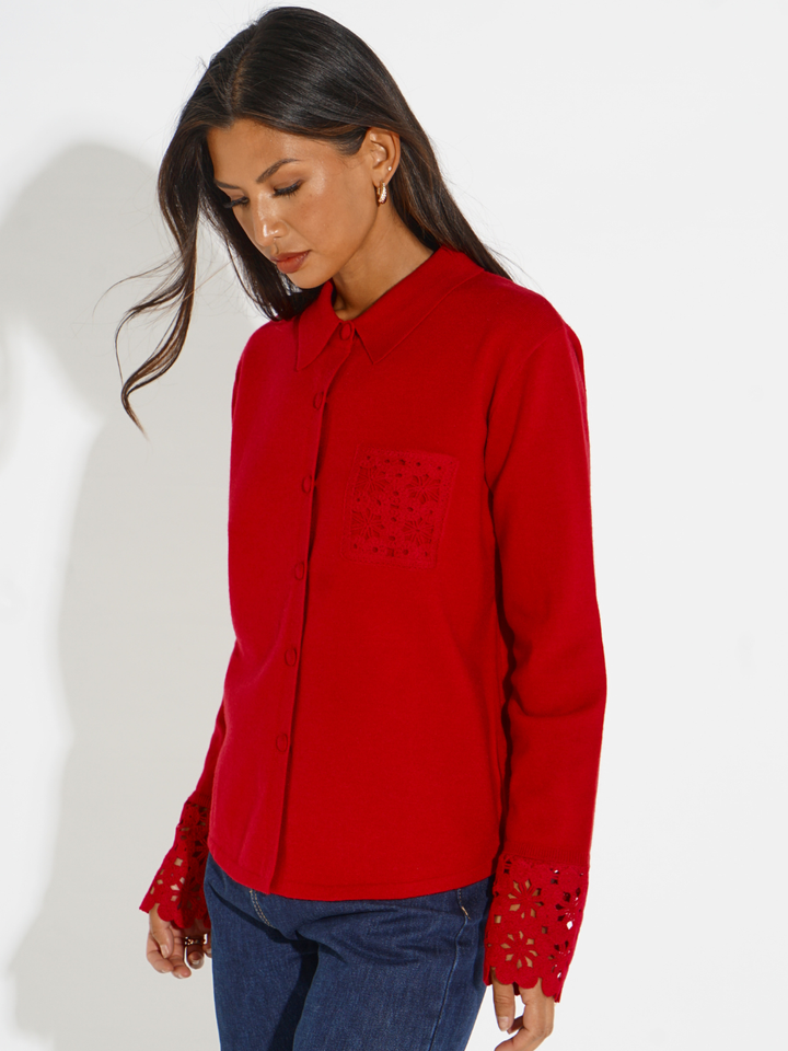 Kate & Pippa Shyloh Cardigan In Red-Nicola Ross