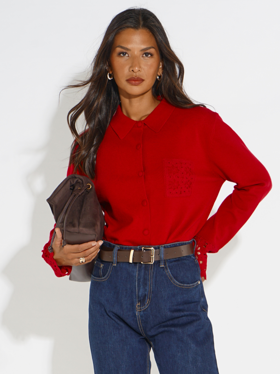 Kate & Pippa Shyloh Cardigan In Red-Nicola Ross