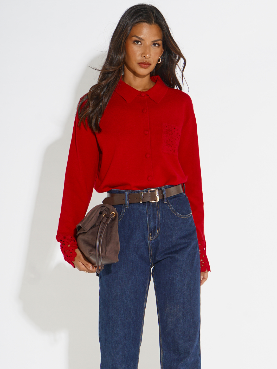 Kate & Pippa Shyloh Cardigan In Red-Nicola Ross