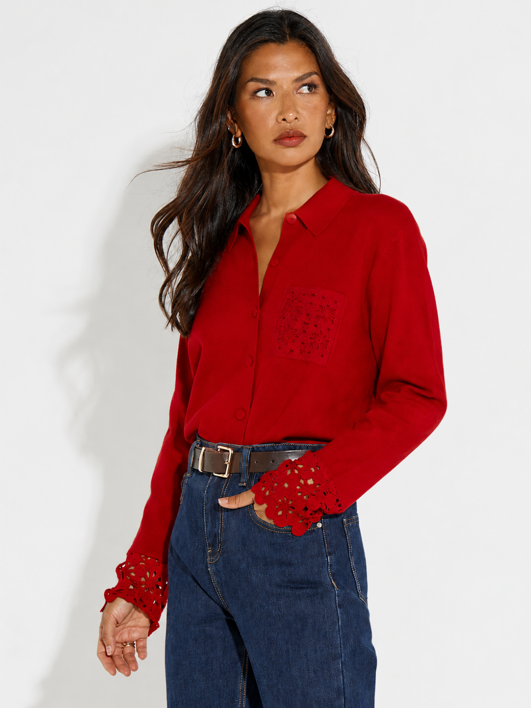 Kate & Pippa Shyloh Cardigan In Red-Nicola Ross