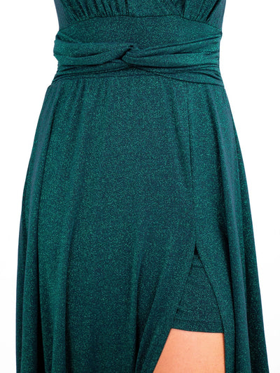 Kate & Pippa Sophia Maxi Dress In Emerald Green Sparkle-Occasion Wear-Guest of the wedding-Nicola Ross