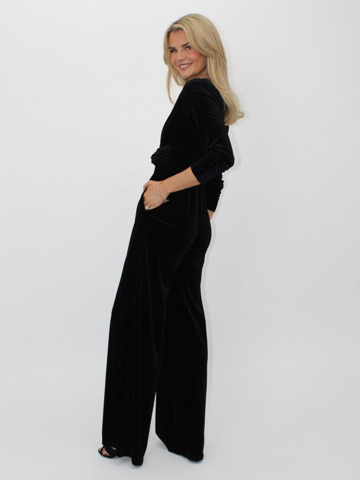 Kate & Pippa Sophia Velvet Jumpsuit In Black-Nicola Ross