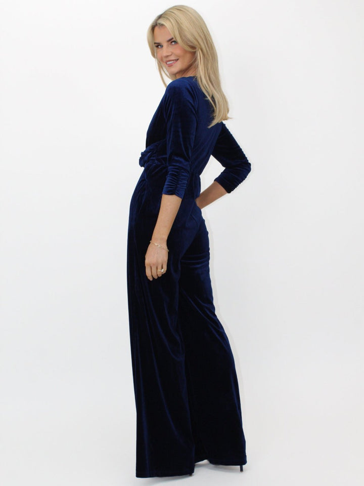 Kate & Pippa Sophia Velvet Jumpsuit In Navy-Nicola Ross